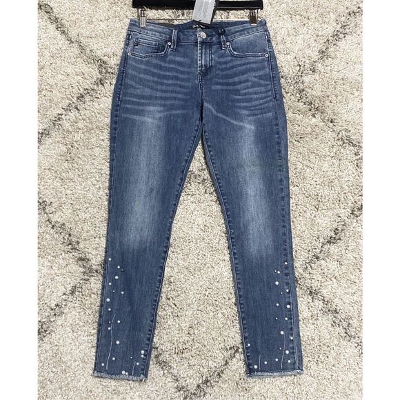 Dear John Skinny Crop Pearl Detail Jeans Size 28 NEW - Picture 2 of 8